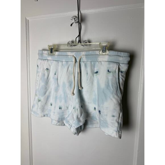 Lou & Grey Tie Dye Sweat Shorts Women's Large Blue White High Rise Lounge - Picture 2 of 6